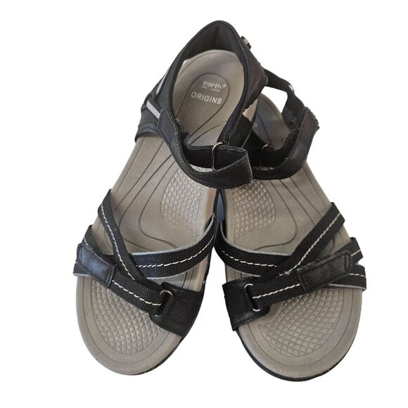 Earth Origins Shoes - Earth Origins Women's Sport Sandals Size 8 Black & Gray Adjustable Straps Comfor